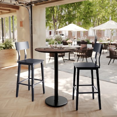 Flash Furniture Acadia 31.25 Round Wooden Dining Table, Dark Brown/Black Base (STRD31WBRTR18B)