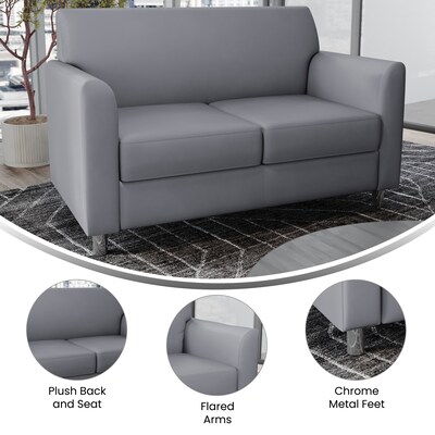 Flash Furniture Hercules Diplomat LeatherSoft Loveseat, Gray/Chrome Legs (BT8272GYCHR)