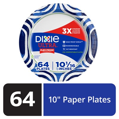 Dixie Ultra 10 Paper Plates, White, 64 Plates/Pack, 3/Packs (16525)