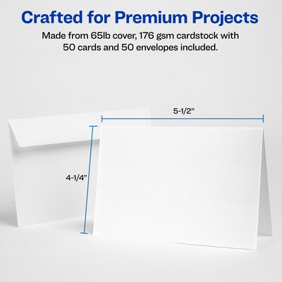 Avery Textured Genral Use Note Cards, White, 50/Pack (03379)