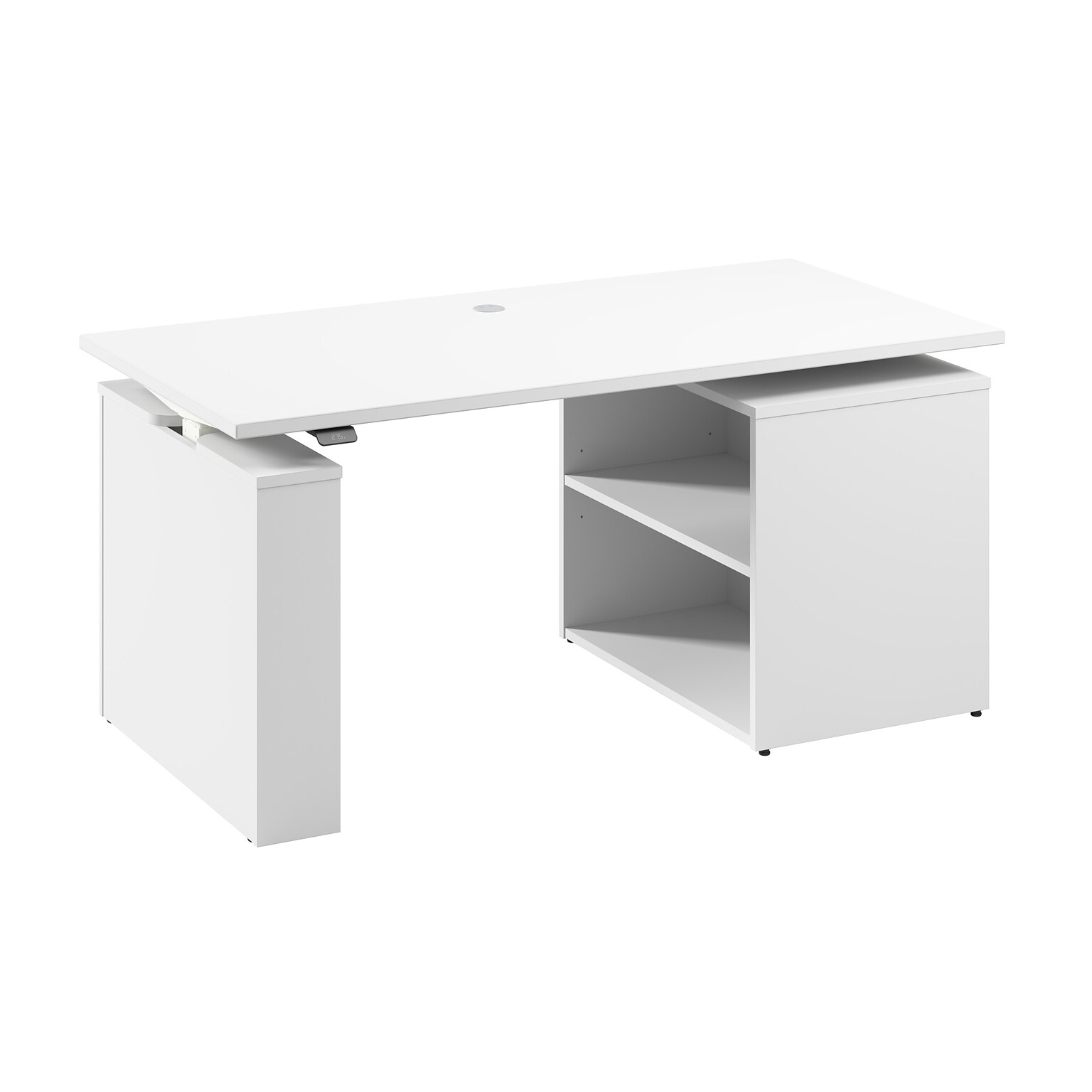 Bush Business Furniture Stratus 60W Electric Adjustable Standing Desk with Bookcase, White (SUT005WH)