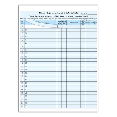 Cosco Patient Bilingual Confidential Sign-In Forms, 3-Part, 125 Forms/Pack (074042)