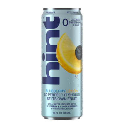 Hint Blueberry Lemon Flavored Purified Water, 12 fl. oz., 12 Cans/Pack (HINTBLULEMCAN12)