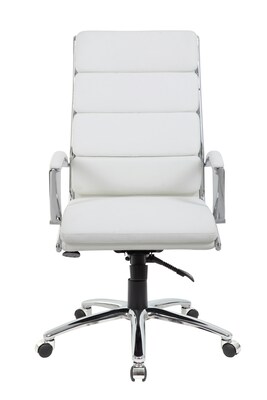 Boss Office Products Ergonomic CaressoftPlus Vinyl Swivel Executive Chair, White (B9471-WT)