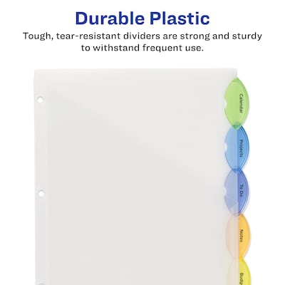 Avery Style Edge Insertable Plastic Dividers with Pocket, 5 Tabs, Multicolored (11292)