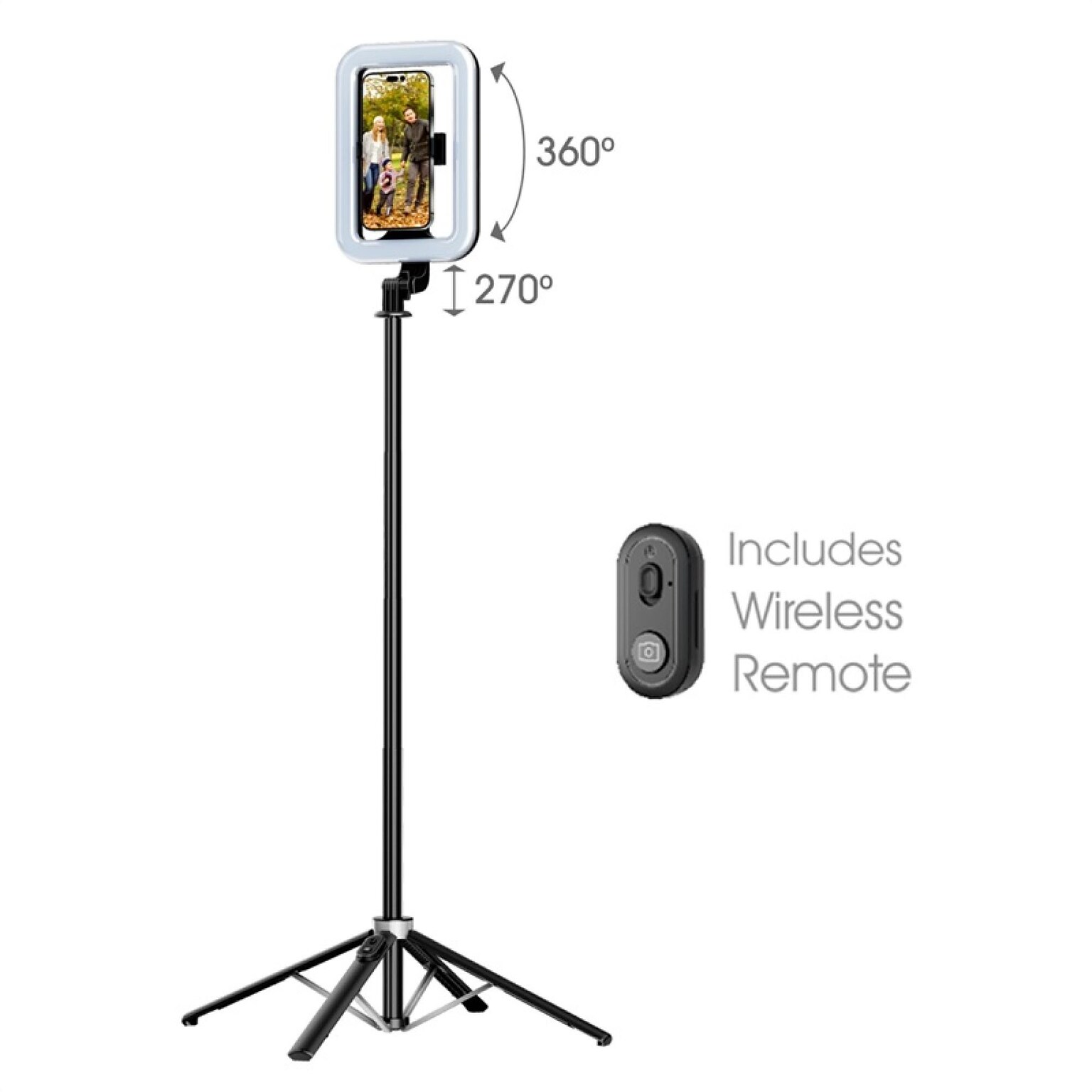 MyBat Pro Spotlight Tripod Stand with LED Ring Light Adjustable Aluminum Alloy Black