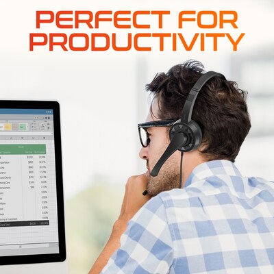 Delton Work Anywhere 12Y USB Headset, 1080p Webcam, Big-Key USB Keyboard & Mouse Bundle, Black (DBND4WRD10YREG)