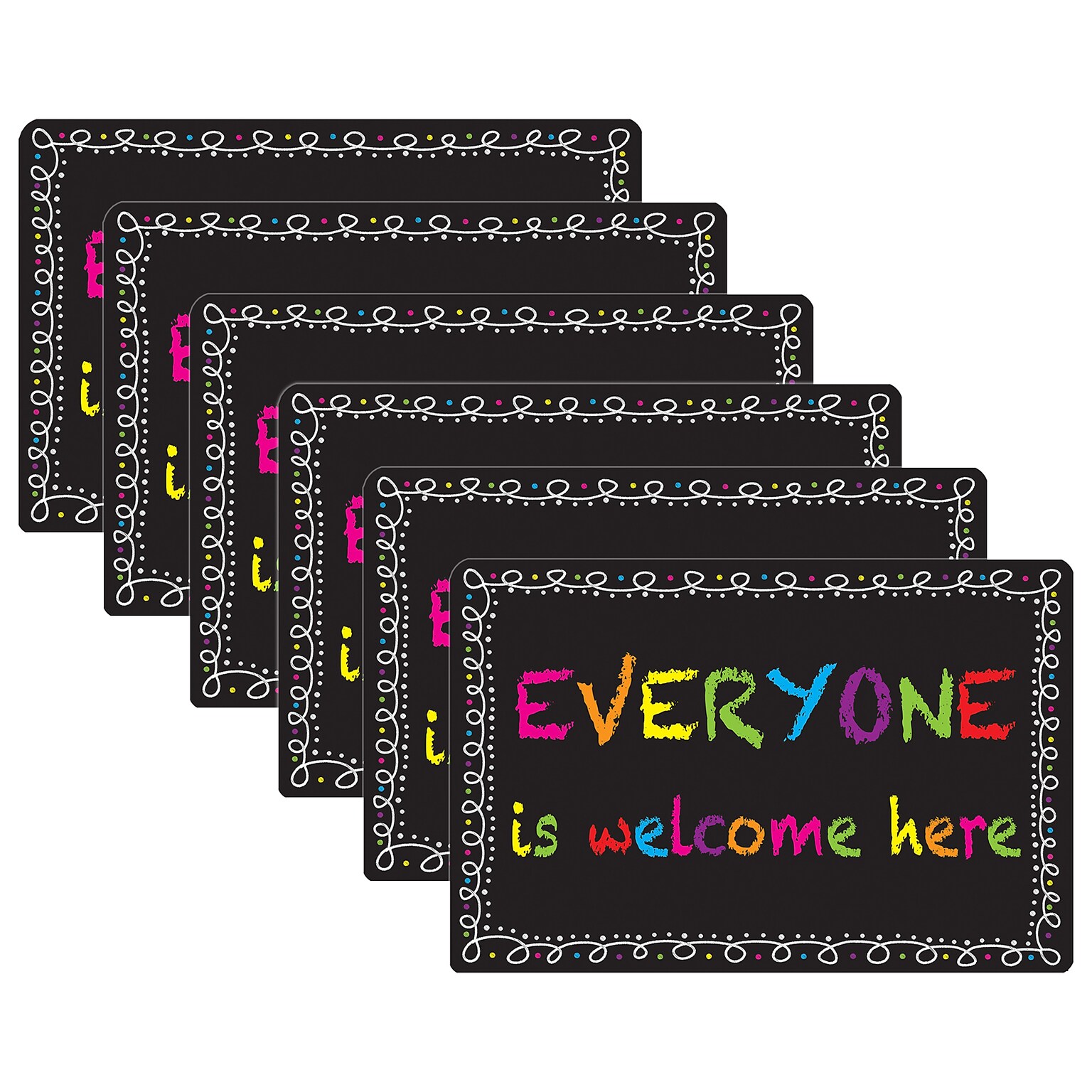 Ashley Smart Poly Computer Mouse Pad, 8 x 10, Everyone is Welcome Here, Chalk Loop, 6/Pack (ASH12508-6)