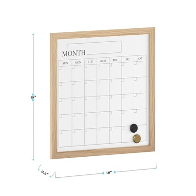 Martha Stewart Everette Magnetic Dry Erase Monthly Calendar Set, Engineered Wood Frame, 18" x 18" (BRPMMWP4545LN)