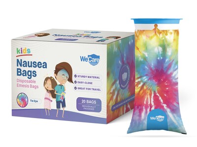 WeCare Tie-Dye Kids' Disposable Emesis Bag for Nausea and Motion Sickness, Multicolor (WC-EMES-T-20)