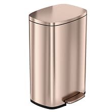 iTouchless SoftStep Stainless Steel Step Trash Can with AbsorbX Odor Control System, Rose Gold, 13.2