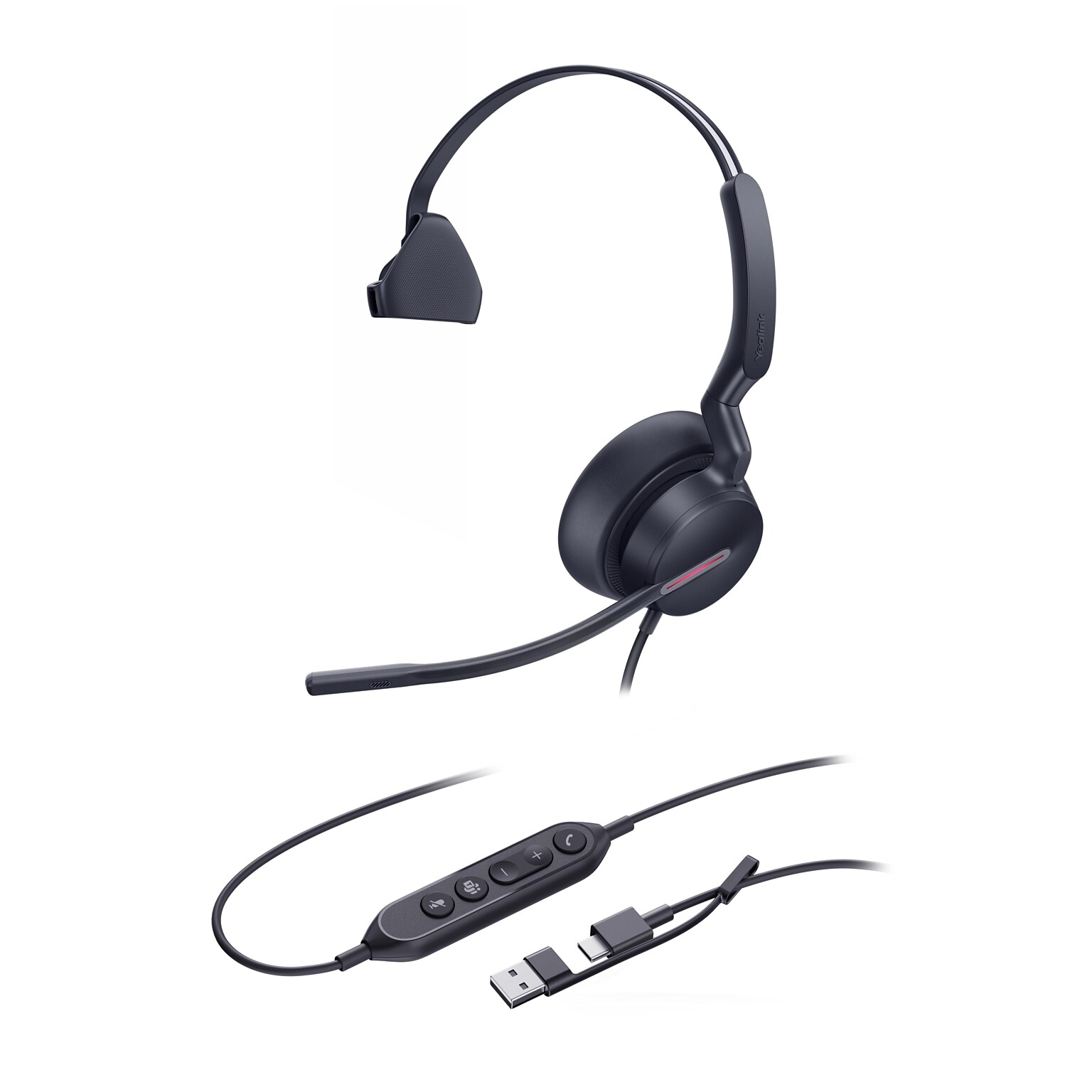 YeaLink UH46 USB-A/USB-C Mono Phone & Computer Headset, MT Certified (1308184)