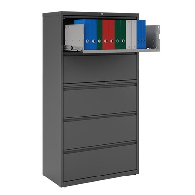 Quill Brand® 5-Drawer Lateral File Cabinet, Locking, Letter/Legal, Charcoal, 36"W (26827D)