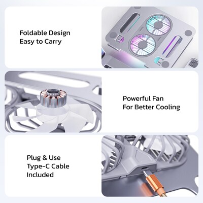 Purely C50 Cooling Fan Height-Adjustable 18" Laptop Stand, 1 USB Port (PLSC50)