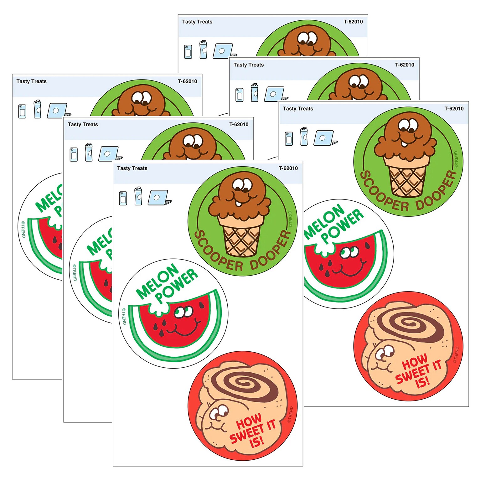 Trend Enterprises Tasty Treats Vinyl Stickers, Multicolored, 3/Pack, 6/Packs/Bundle (T-62010-6)
