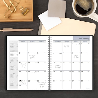2027 AT-A-GLANCE DayMinder 7" x 8.75" Monthly Planner, Faux Leather Cover, Black (G400-00-27)