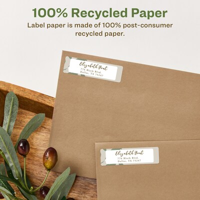 Avery EcoFriendly Laser/Inkjet Return Address Labels, 1/2" x 1-3/4", White, 8000 Labels/Pack (48467)