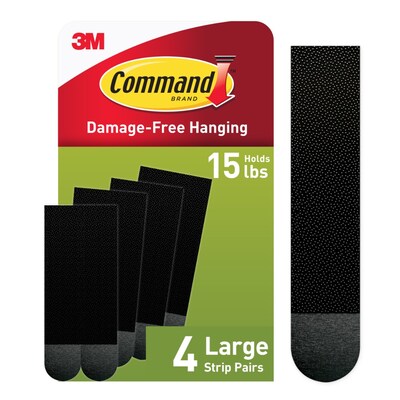 Command Large Hanging Strips, 15 lb., Black, 4/Pack (17206BLK-ES)