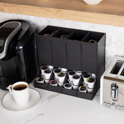Mind Reader Plastic 4-Compartment Single Serve Coffee Pod Dispenser, 120 Pod Capacity, Black (CPODBK-BLK)