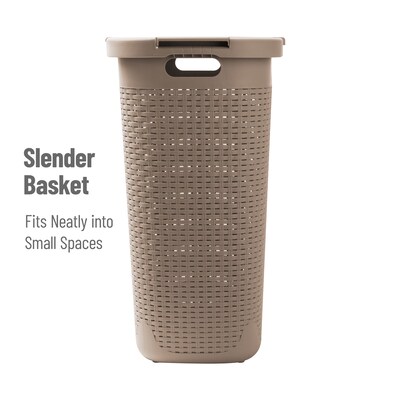 Mind Reader Plastic Laundry Hamper with Lid, Brown Metallic (60HAMP-BRNM)