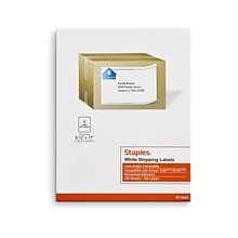 Staples® Laser/Inkjet Shipping Labels, 8 1/2 x 11, White, 1 Label/Sheet, 100 Sheets/Box (ST18062-C
