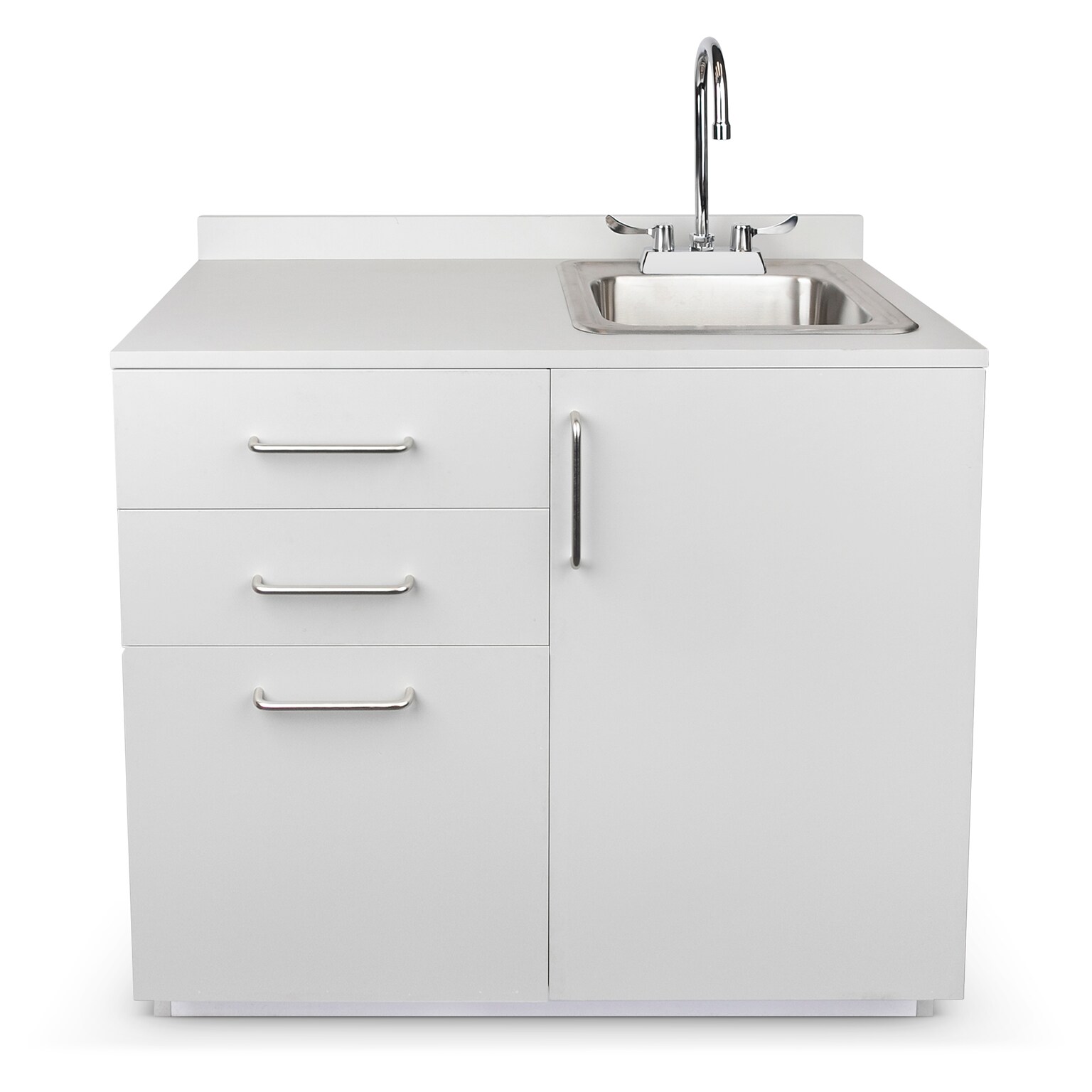 Viva Comfort 36.32H x 36W Exam Room Medical Cabinet With Sink, 3-Drawers, Gray (ADI902-B-36-R-GRY)