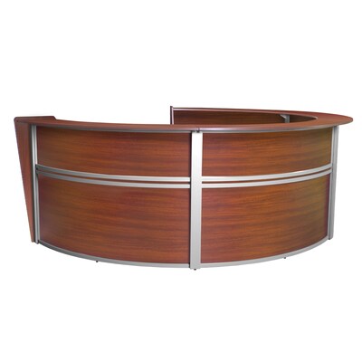 Regency Marque 142"W Curved Reception Desk Workstation, Cherry (77294CH)