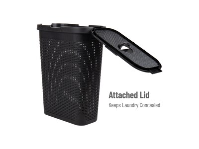 Mind Reader 10.57-Gallon Laundry Hamper with Lid, Plastic, Black (40HAMP-BLK)