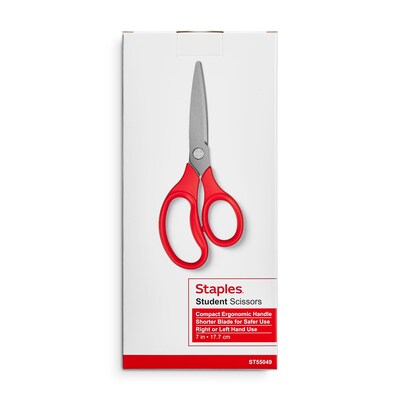 Staples 7 Kids Pointed Tip Stainless Steel Scissors, Straight Handle,  Right & Left Handed (TR55049)