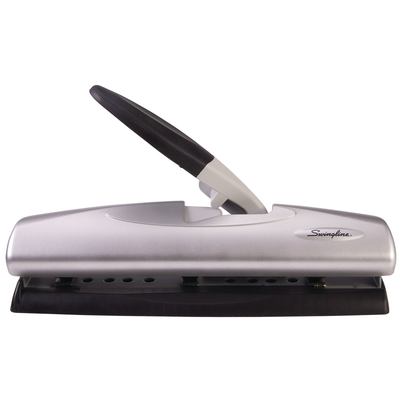 Swingline® LightTouch® High Capacity Desktop 2-7 Hole Punch, Low Force, 20 Sheet Capacity, Black/Silver (A7074030)