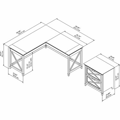 Bush Furniture Key West 60"W L Shaped Desk with 2 Drawer Lateral File Cabinet, Bing Cherry (KWS014BC)