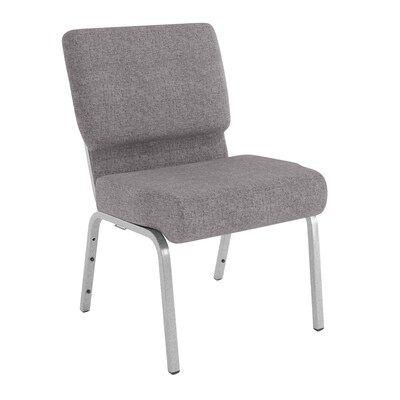 Flash Furniture HERCULES Series Fabric Stacking Church Chair, Gray/Silver Vein Frame (XUCH0221GYSV)