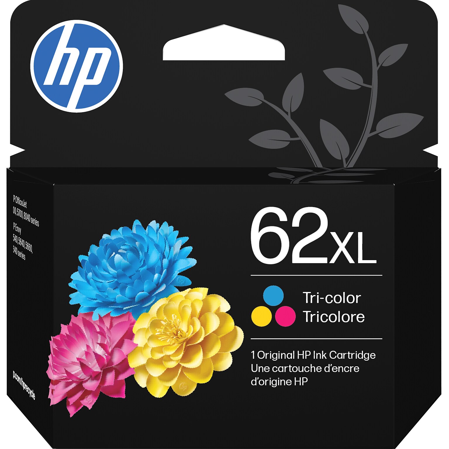 HP 62XL Tri-Color High Yield Ink Cartridge, Print Up to 415 Pages (C2P07AN#140)