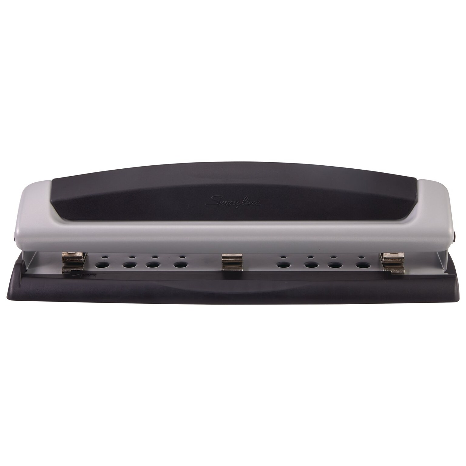 Swingline® Precision Pro® Desktop 2-3-Hole Punch, Adjustable Centers, 10 Sheet Capacity, Black/Silver (A7074037)