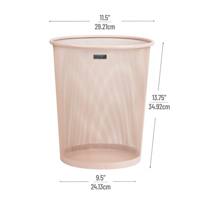 Mind Reader Metal Mesh Trash Can Without Lid, 4.4 Gallon, Pink, 2/Pack (2CIRGA-PNK)