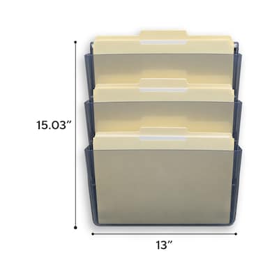 TRU RED Unbreakable 3-Pocket Plastic Letter Wall File, Smoke – Durable Wall-Mounted Organizer for Mail, Documents & Daily Filing