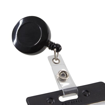 SICURIX Standard Round ID Badge Reel with Belt Clip, Black, Pack of 6 (BAU68824-6)