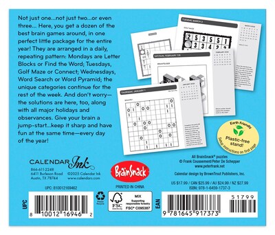 2026 BrownTrout Brain Games 6.06 x 5.13 Day-to-Day Calendar (9781645917373)