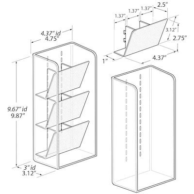Azar Three Tier Tilt Organizer, 9.87 x 4.75x 3.12, Clear (556762)