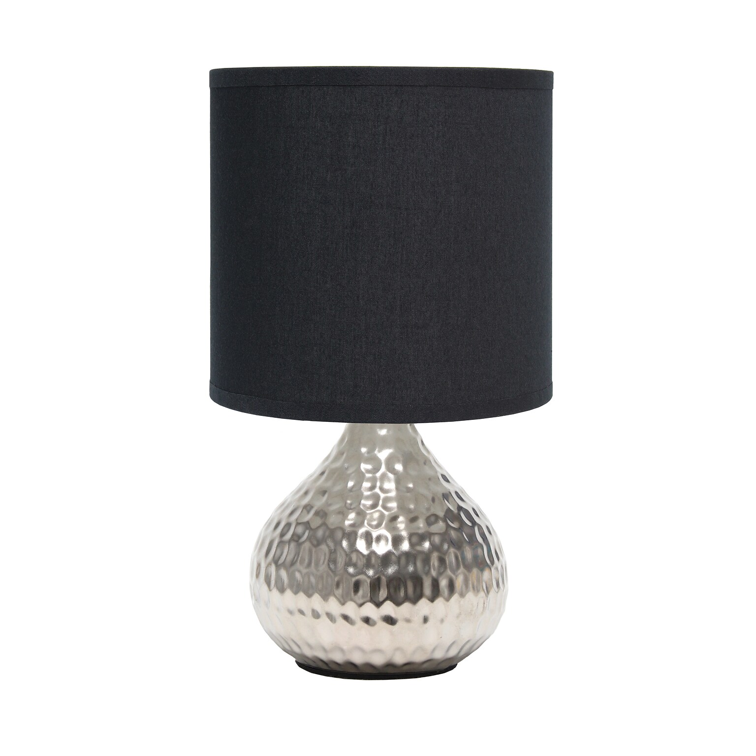 Simple Designs Hammered Silver Drip Mini Table Lamp, Black (LT2073-SVB)