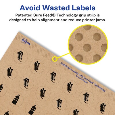 Avery Laser/Inkjet Round Multipurpose Labels, 0.5" Dia., Kraft Brown, 3,850 Labels/Pack (94503)