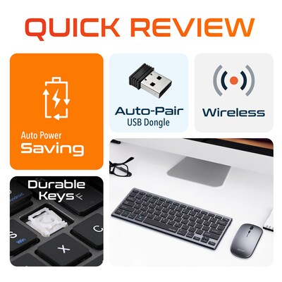 Delton N35 Portable/Travel/Small Wireless Keyboard and Mouse Combo, Silver (DKMKITMIN35-WB)