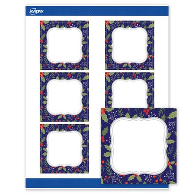 Avery Square Multipurpose Labels, 3 x 3, White, 60/Pack (19479370617)