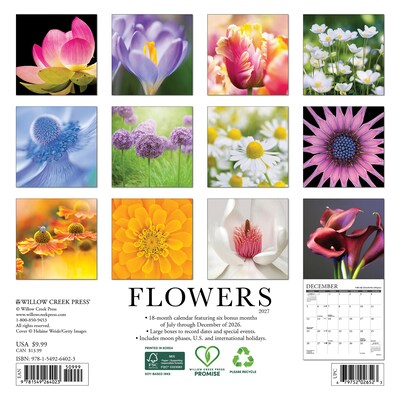 2027 Willow Creek Flowers 7 x 7 Monthly Wall Calendar (64023)