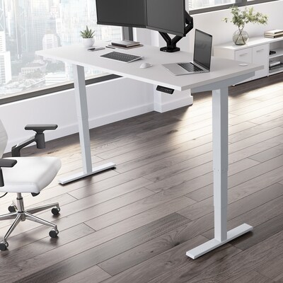 Bush Business Furniture Move 40 Series 72"W Electric Height Adjustable Standing Desk, White/Cool Gray Metallic (M4S7230WHSK)