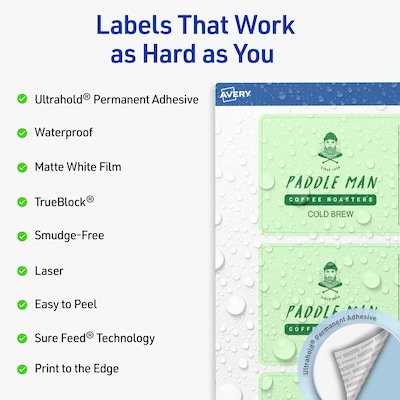 Avery Rectangle Laser Multipurpose Labels, 3 x 6, White, 150/Box (19479399338)