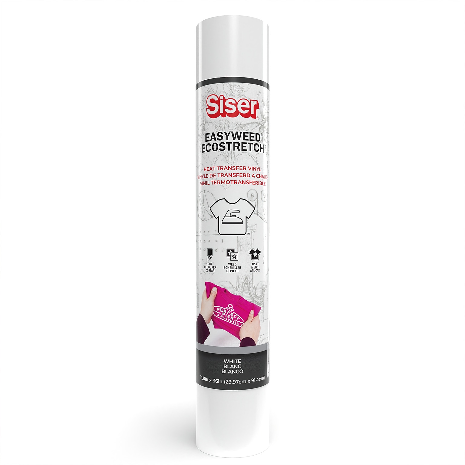 Siser Easyweed Ecostretch Die Cutting HTV Heat Transfer Vinyl, 36, White (SIRMIECO1183601)