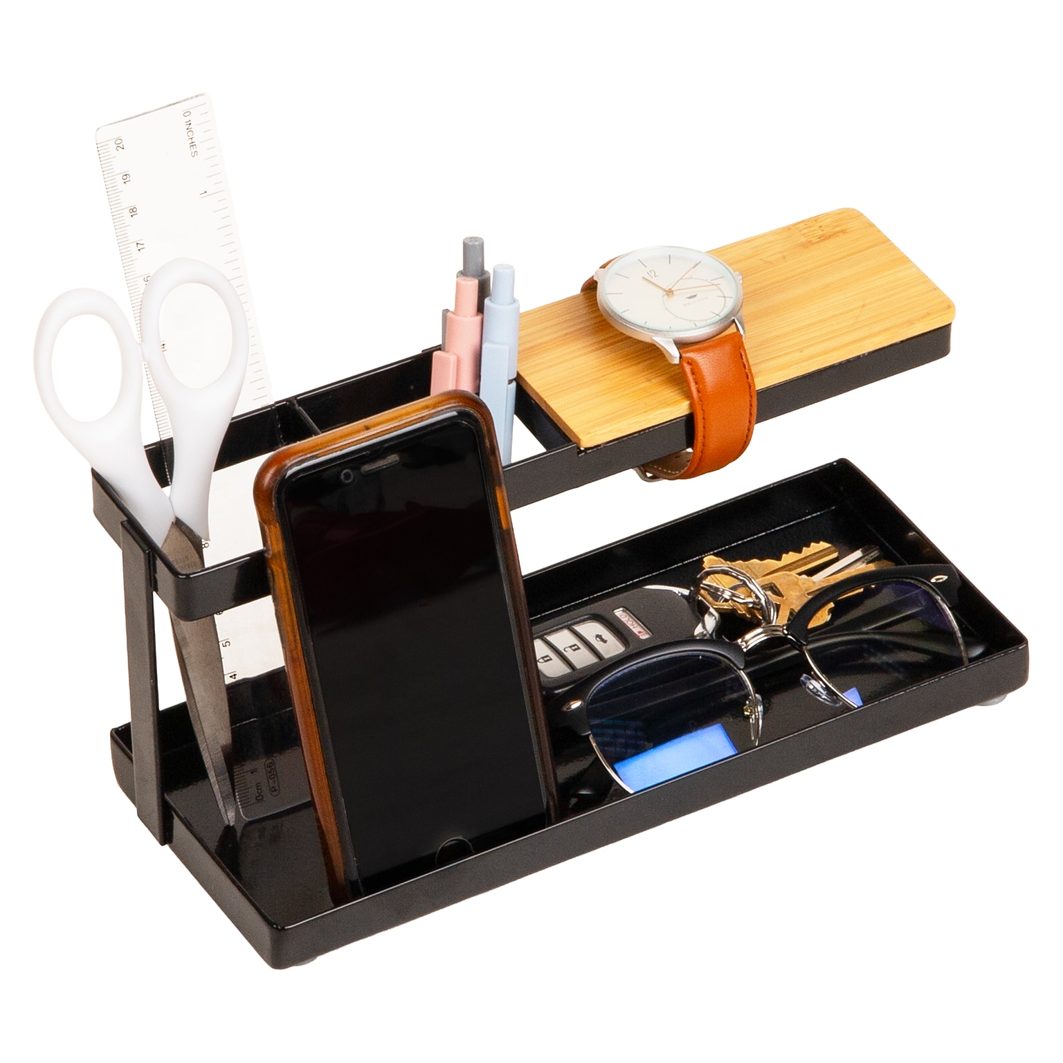 Mind Reader Metal Desk Organizer, Black (CATCHTRAY-BLK)