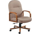 Global® Mid-Back Manager Chair with Wooden Oak Arms; Brown