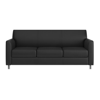 Flash Furniture Hercules Diplomat LeatherSoft Sofa, Black/Chrome Legs (BT8273BKCHR)